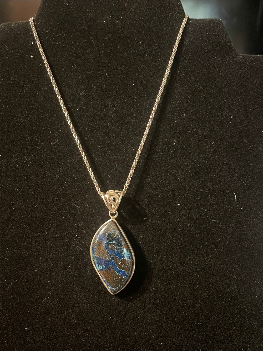 Sterling Silver Blue Pendant Necklace